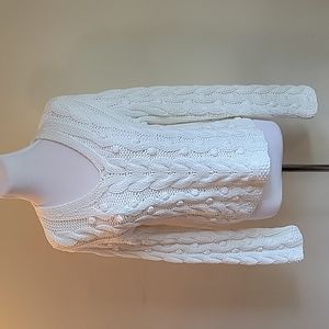 Boston Proper Fisherman Knit White Sweater size Small